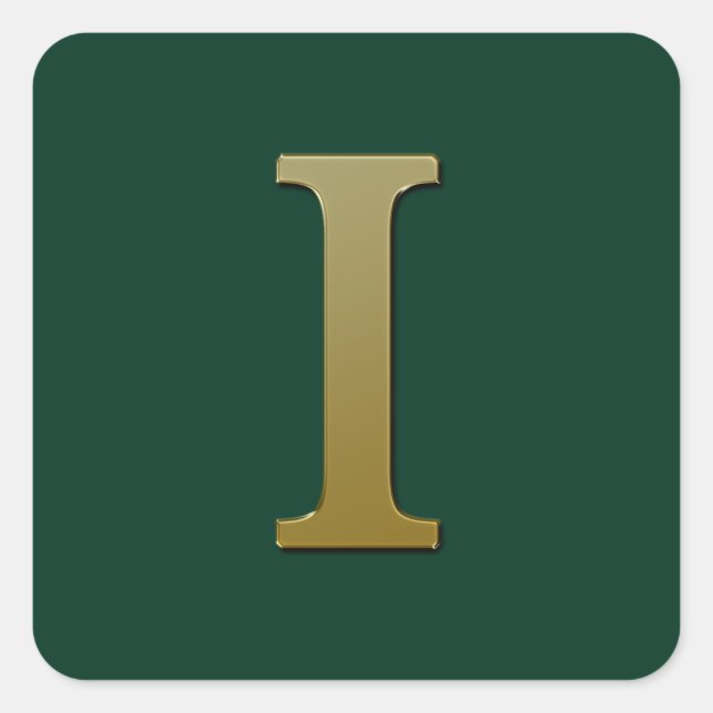 Letter I Gold Square Sticker (Vorderseite)