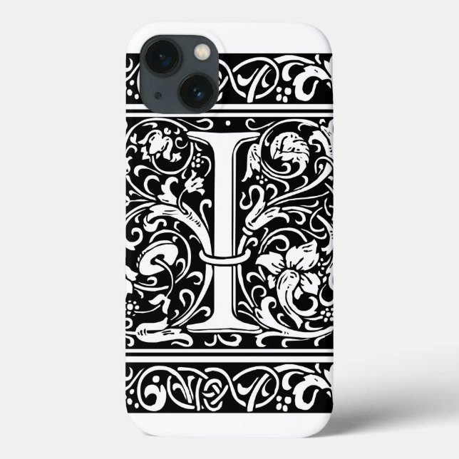 Letter I Medival Monogram Art Nouveau Case-Mate iPhone Hülle (Rückseite)