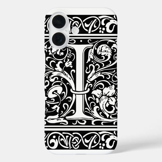 Letter I Medival Monogram Art Nouveau Case-Mate iPhone Hülle (Rückseite)