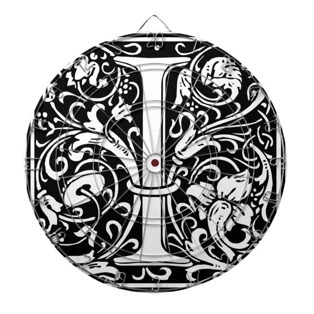 Letter I Medival Monogram Art Nouveau Dartscheibe (vorne)