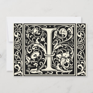 Letter I Medival Monogram Art Nouveau Einladung