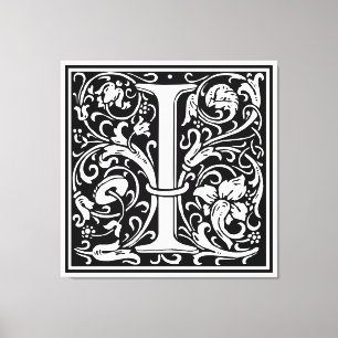 Letter I Medival Monogram Art Nouveau Leinwanddruck