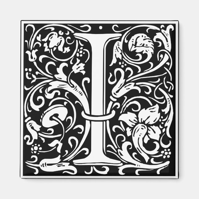 Letter I Medival Monogram Art Nouveau Magnet (Vorne)