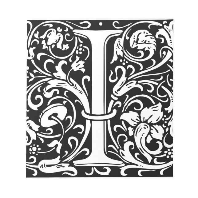 Letter I Medival Monogram Art Nouveau Notizblock (Vorderseite)