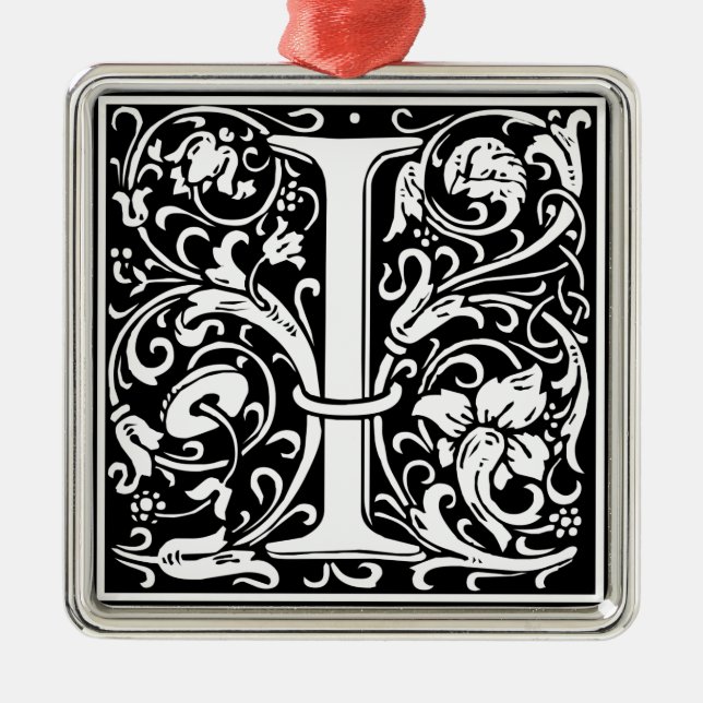 Letter I Medival Monogram Art Nouveau Ornament Aus Metall (Vorne)