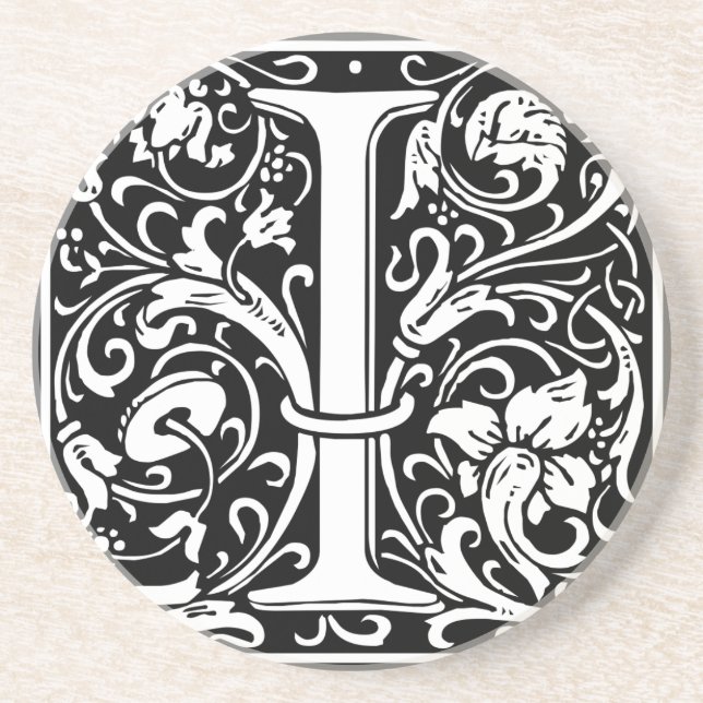 Letter I Medival Monogram Art Nouveau Sandstein Untersetzer (Vorne)