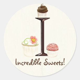 Letter I Monogram Cupcake Logo Business-Aufkleber Runder Aufkleber