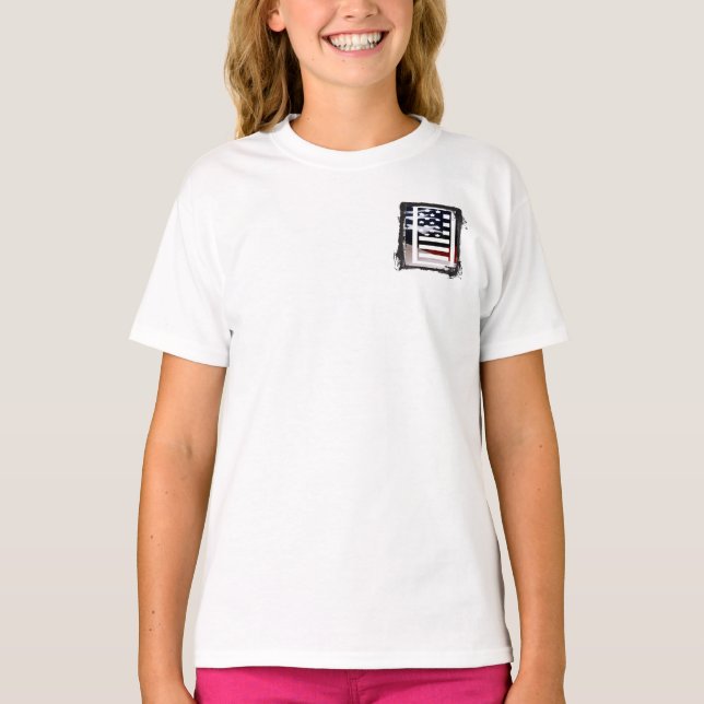 Letter I Monogram Initial USA T-Shirt (Vorderseite)