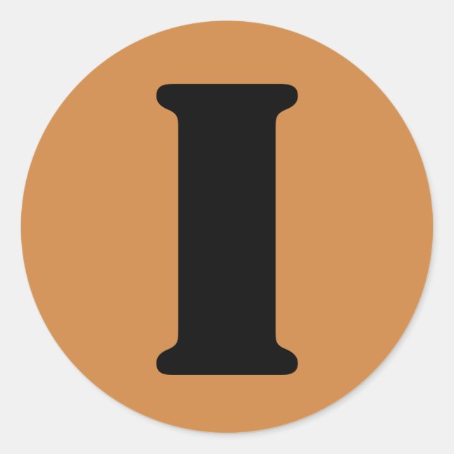 Letter I Stencil Alphabet von Janz Peru Gold Runder Aufkleber (Vorderseite)