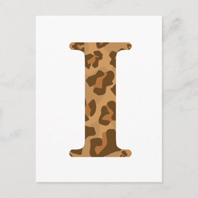 Letter I Vorname Monogram Erstmalige Leopard-Print Postkarte (Vorderseite)