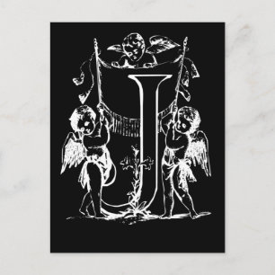 Letter J Black and White Monogram Cards Postkarte