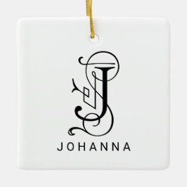 Letter J Elegant Monogram Christmas Ornament