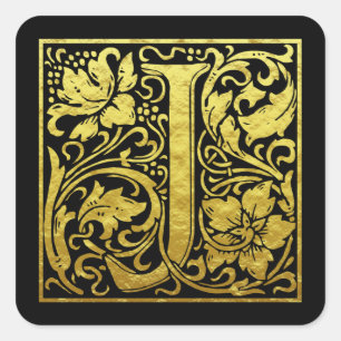 Letter J First Letter Imitats Gold Quadratischer Aufkleber