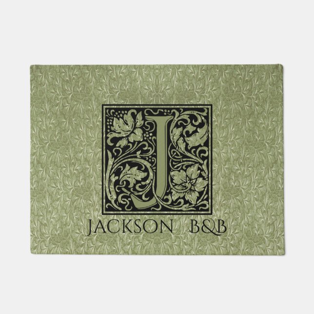 Letter J First Letter Monogram Personalisiert Fußmatte (Vorderseite)