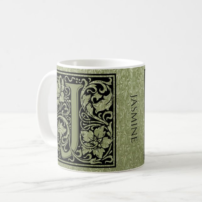 Letter J First Letter Monogram Personalisiert Kaffeetasse (Vorderseite Links)