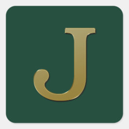 Letter J Gold Square Sticker