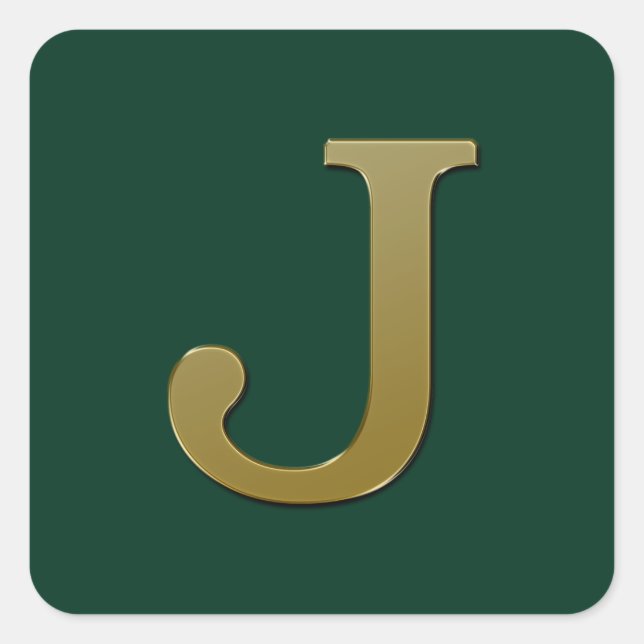 Letter J Gold Square Sticker (Vorderseite)