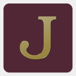 Letter J Gold Square Sticker