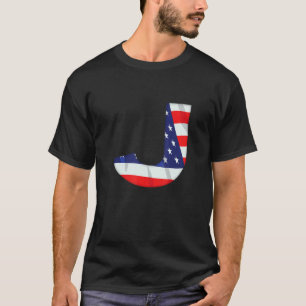 Letter J Hauptstadt Alphabet USA Flag Monogo T-Shirt