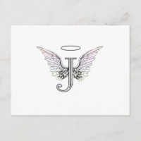 Letter J Initial Monogram mit Angel Wings & Halo