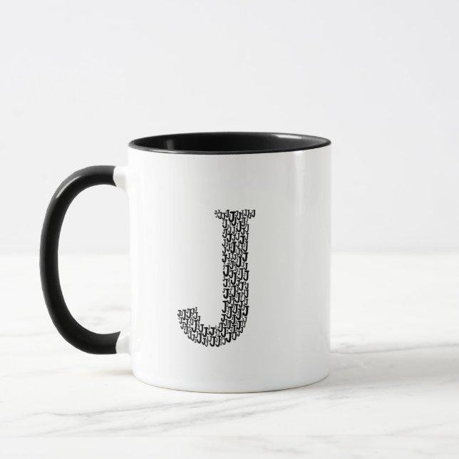 Letter J Initial Mug – Simple Modern Style Tasse (Links)