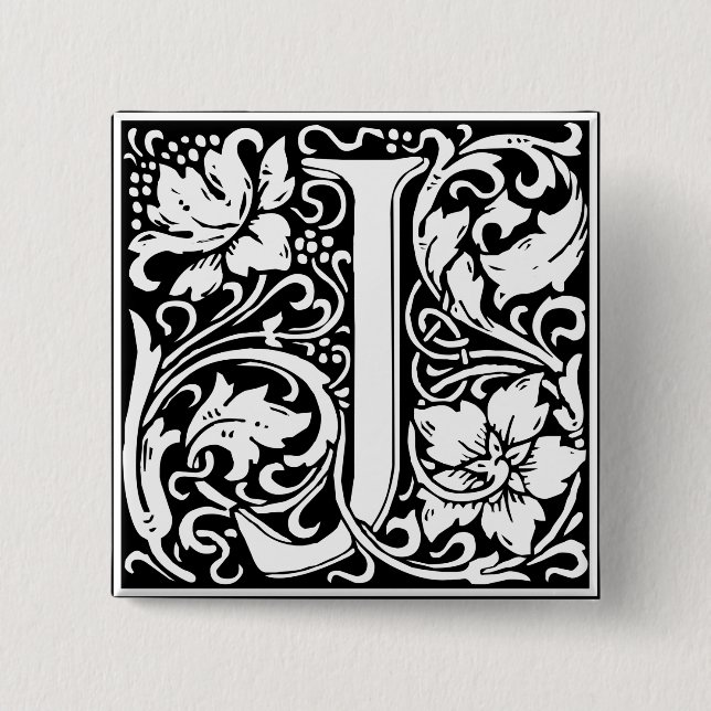 Letter J Medieval Monogram Art Nouveau Button (Vorderseite)