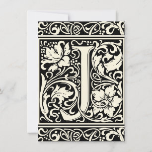 Letter J Medieval Monogram Art Nouveau Einladung