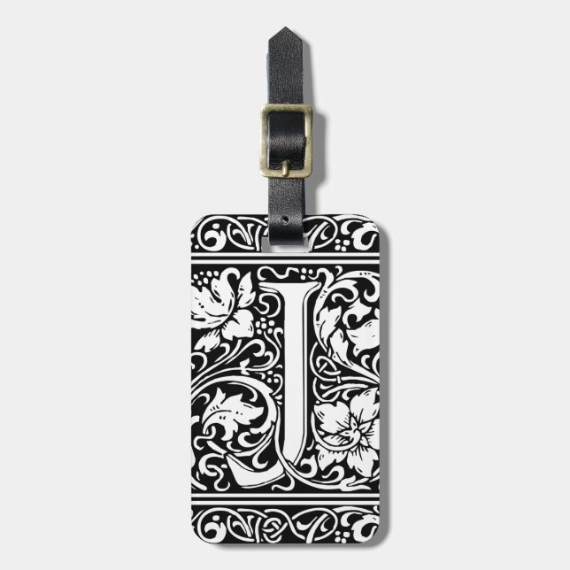 Letter J Medieval Monogram Art Nouveau Gepäckanhänger (Vorderseite vertikal)
