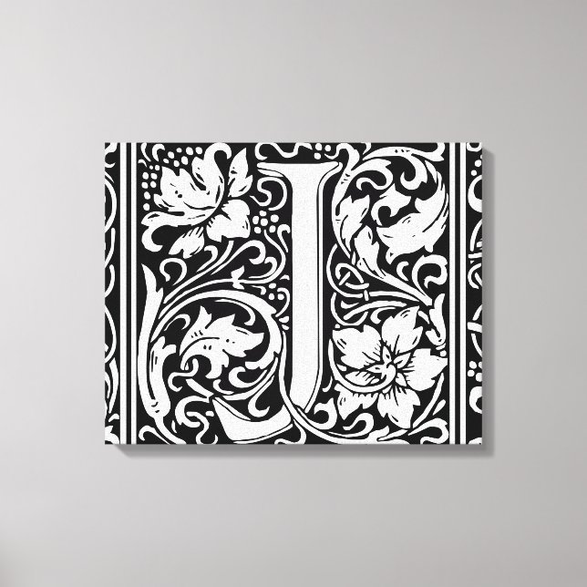 Letter J Medieval Monogram Art Nouveau Leinwanddruck (Vorderseite)
