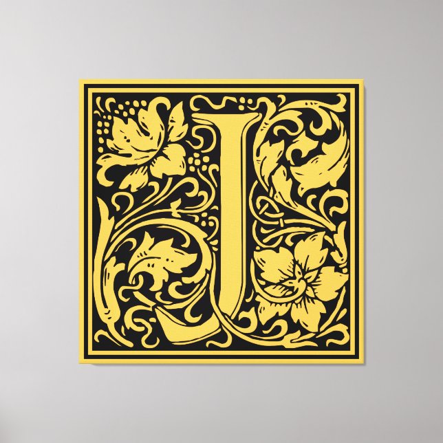 Letter J Medieval Monogram Art Nouveau Leinwanddruck (Vorderseite)