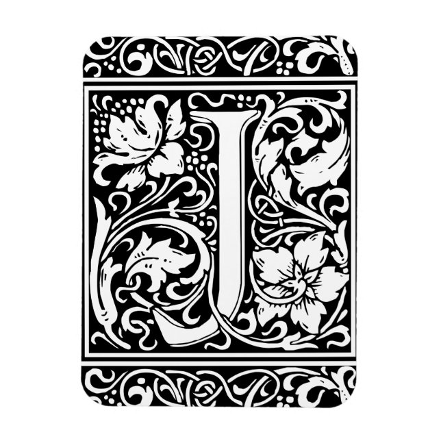 Letter J Medieval Monogram Art Nouveau Magnet (Vertikal)