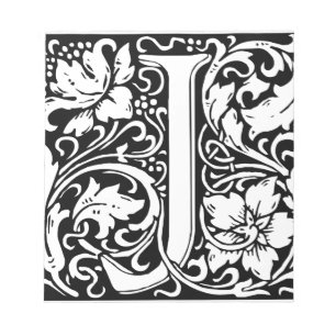 Letter J Medieval Monogram Art Nouveau Notizblock