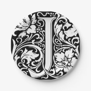 Letter J Medieval Monogram Art Nouveau Pappteller