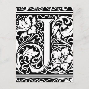 Letter J Medieval Monogram Art Nouveau Postkarte