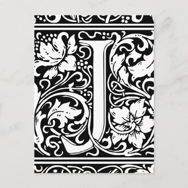 Letter J Medieval Monogram Art Nouveau Postkarte (Vorderseite)
