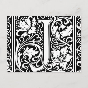 Letter J Medieval Monogram Art Nouveau Postkarte