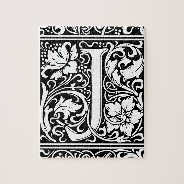 Letter J Medieval Monogram Art Nouveau Puzzle (Vertikal)