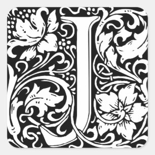 Letter J Medieval Monogram Art Nouveau Quadratischer Aufkleber