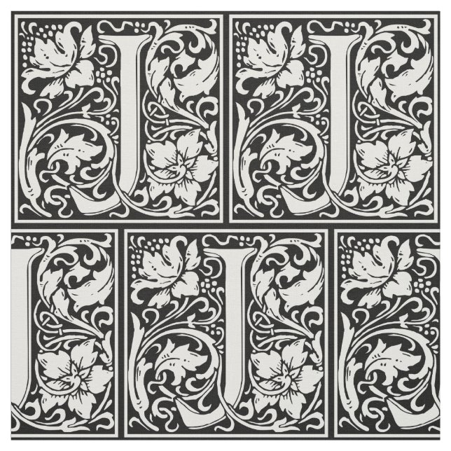 Letter J Medieval Monogram Art Nouveau Stoff (Muster)