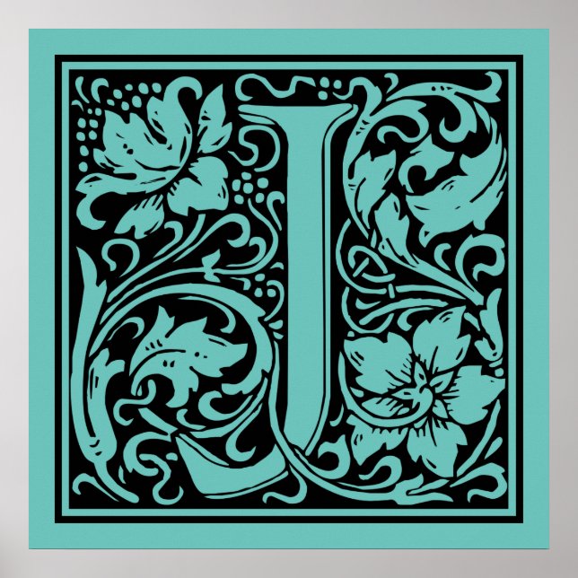Letter J Medieval Monogram Vintag Initial Poster (Vorne)