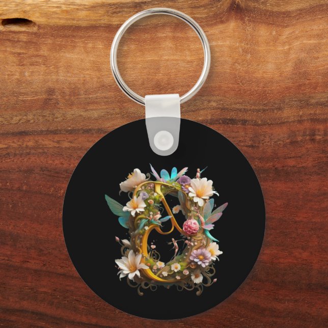 Letter J mit Schmetterlingen und Blume Schlüsselan Schlüsselanhänger (Vorderseite)