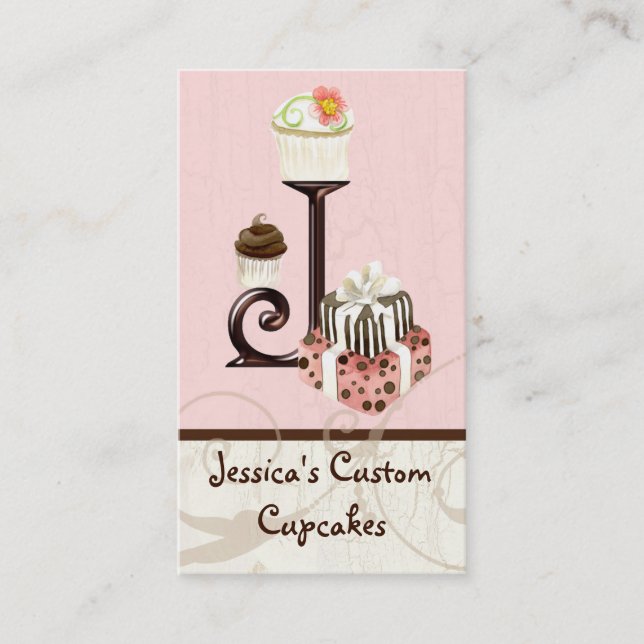 Letter J Monogram Dessert Bakery Business Cards Visitenkarte (Vorderseite)