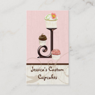 Letter J Monogram Dessert Bakery Business Cards Visitenkarte
