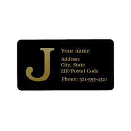 Letter J Monogram Gold Address Label Adressaufkleber