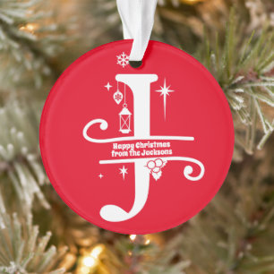Letter J Monogram Initial Family Name Gruß Ornament