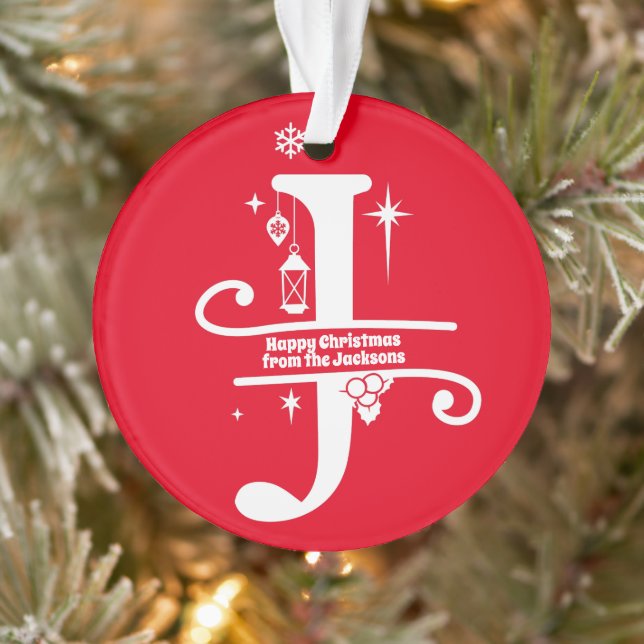 Letter J Monogram Initial Family Name Gruß Ornament (Baum)