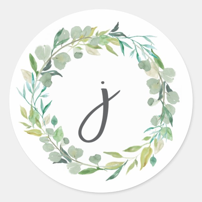 Letter J Monogram Initial Sticker Umschlag Aufkleb (Vorderseite)