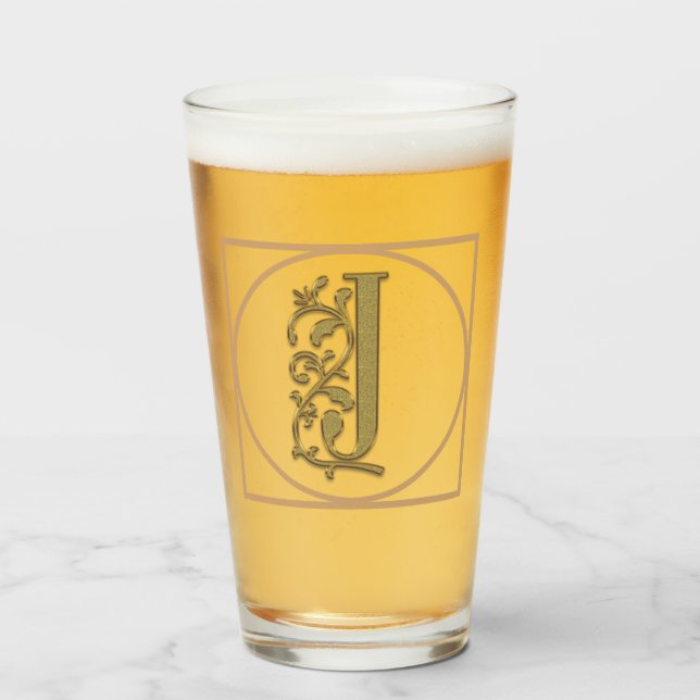 LETTER J MONOGRAM Schöne Hochzeit Neues Zuhause-Ge Glas (Vorne (Gefüllt))