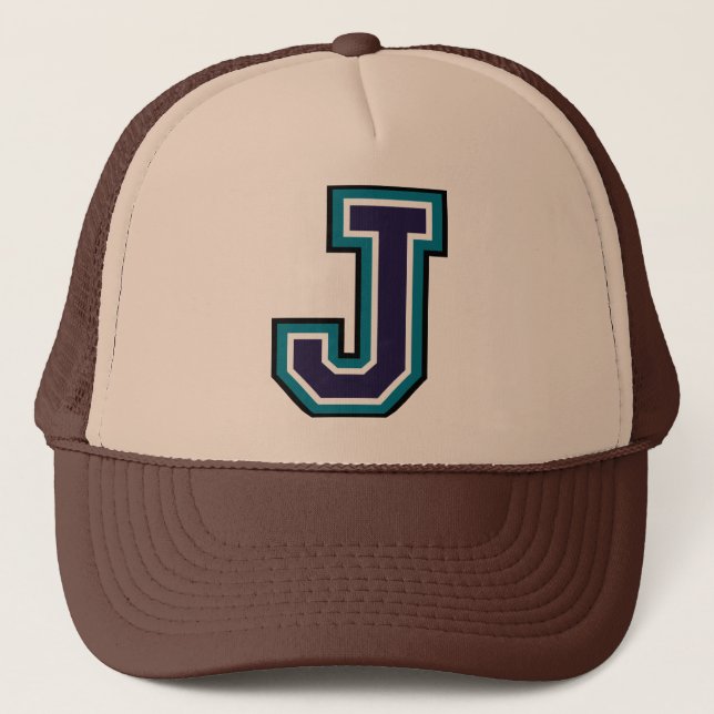 Letter "J" Monogram Truckerkappe (Vorderseite)