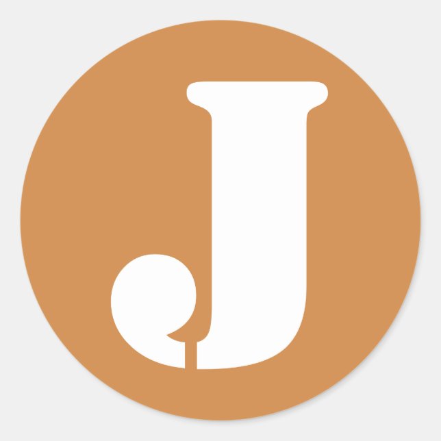 Letter J Peru Gold Stencil Alphabet von Janz Runder Aufkleber (Vorderseite)